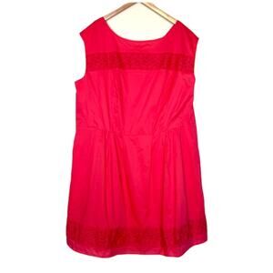 Isaac Mizrahi coral 100% cotton crochet lace fit and flare sleeveless dress 3X
